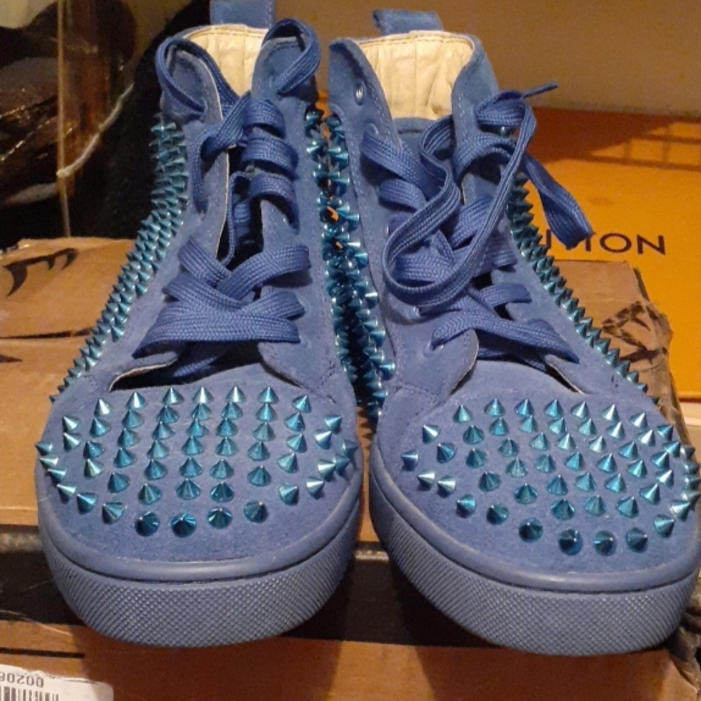 Authentic Christian Louboutin blue spiked shoes